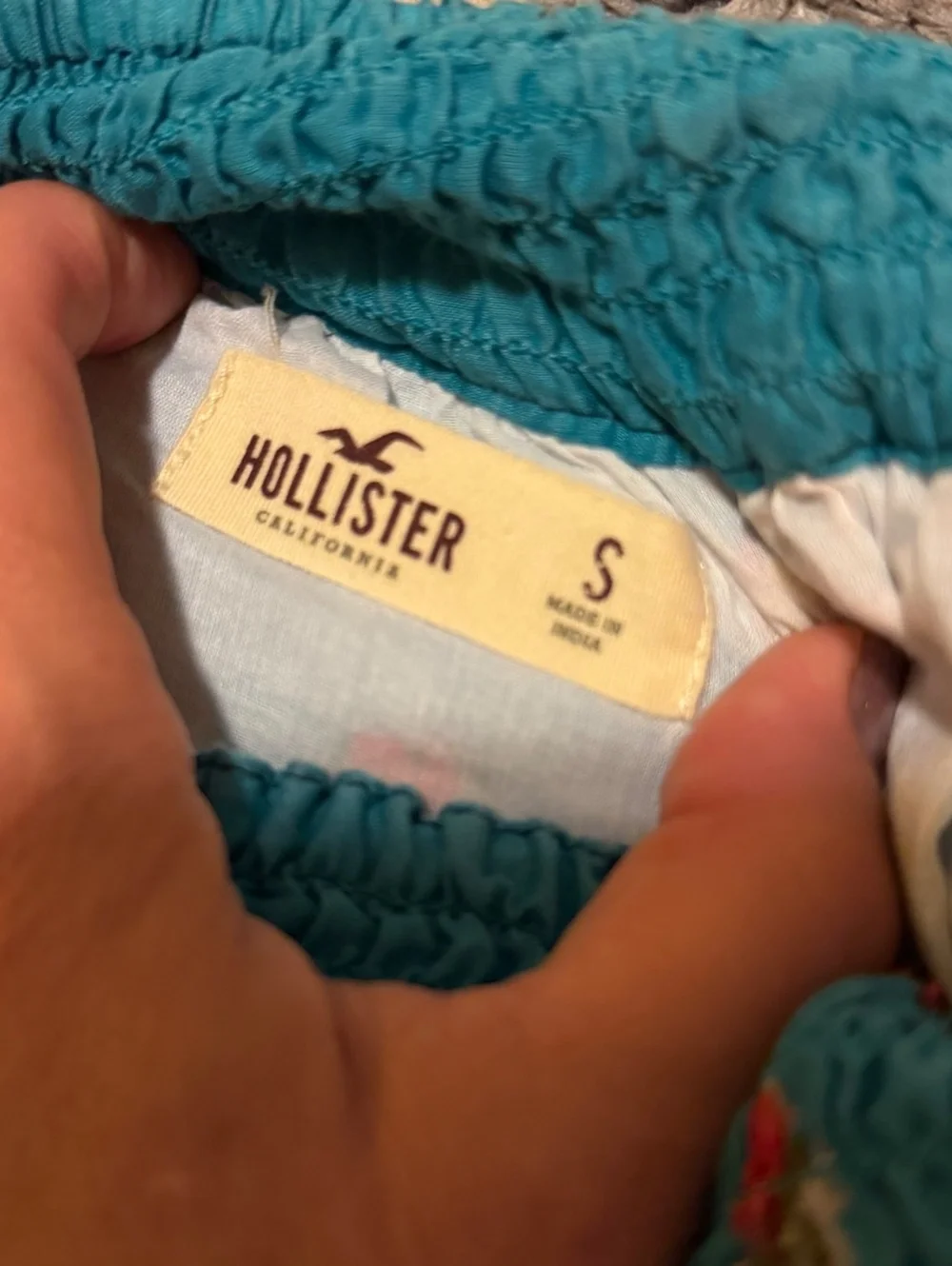 Hollister Small Teal Floral Smocked Mini Skirt